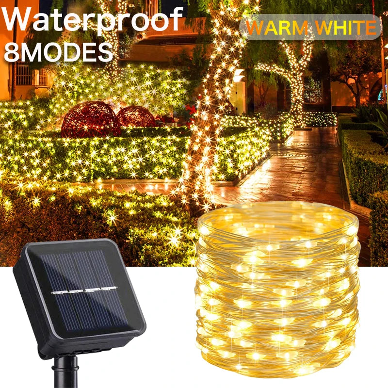Guirnalda de Luces Solares 1000 LED para Jardín y Fiestas