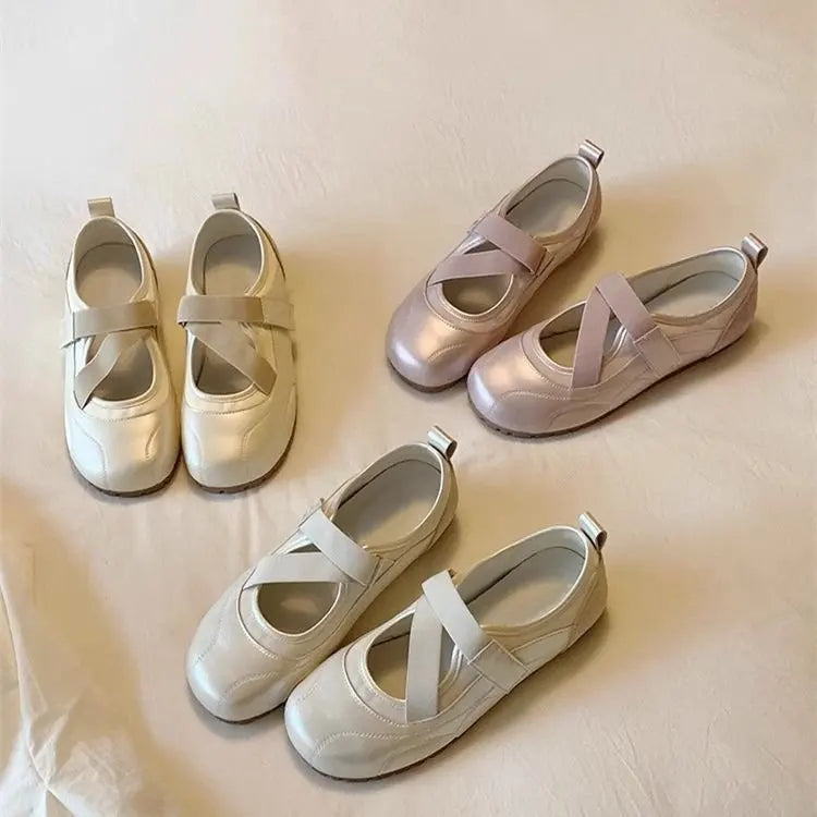 Beige púrpura champán bailarinas zapatillas de deporte mujeres punta bailarina Tabi zapatillas para caminar mujer zapatos Mary Jane calzado verano