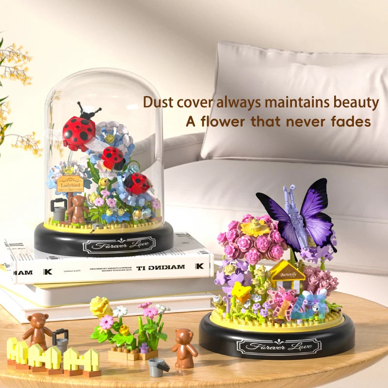 Bloques de Construcción de Flores e Insectos DIY con Cubierta