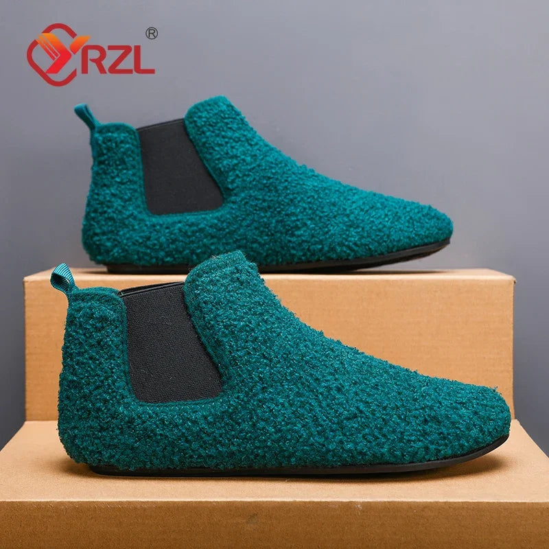 YRZL, zapatos cálidos de algodón para invierno, zapatillas de interior para el hogar para hombre, zapatos informales de algodón de felpa con parte inferior fina, zapatillas antideslizantes de suela suave para hombre