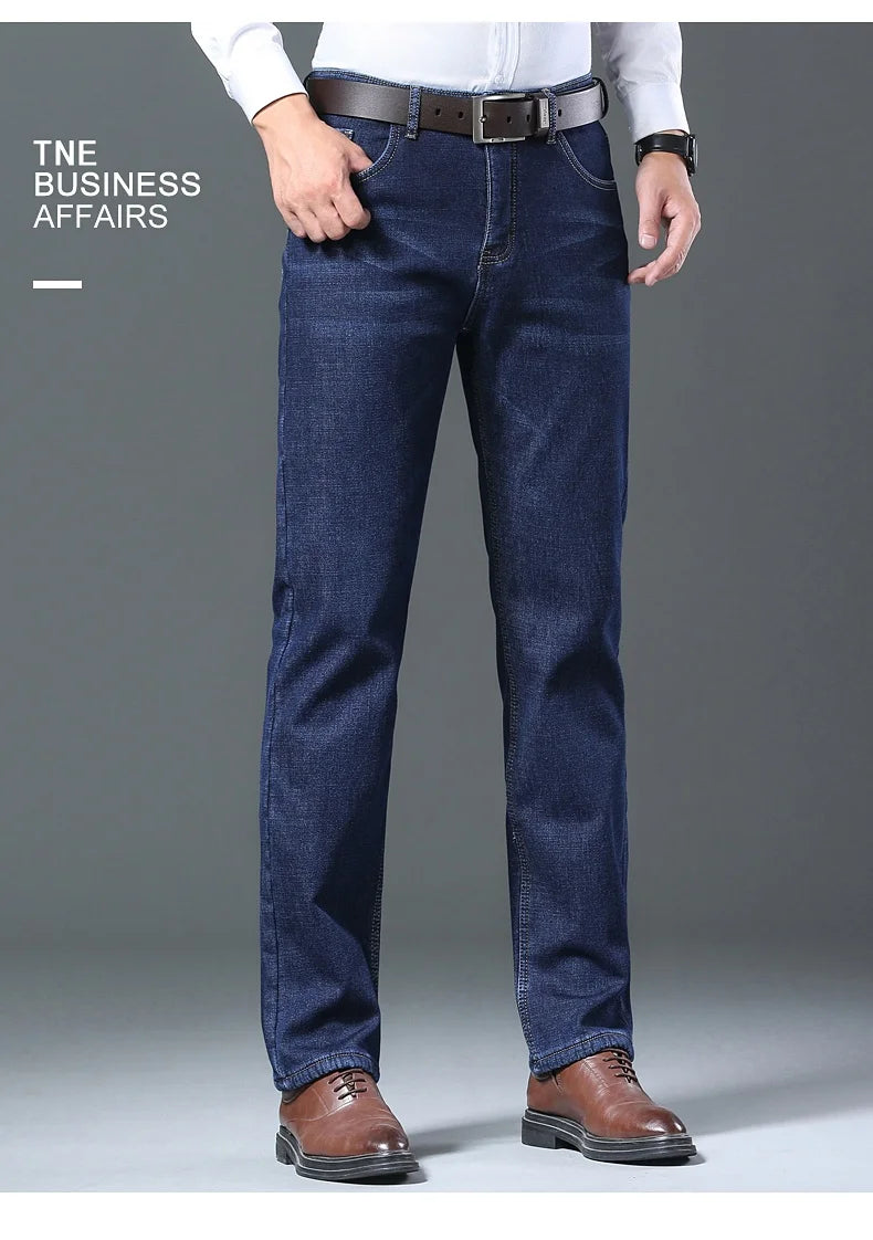 Pantalones Vaqueros Holgados para Hombre, Elásticos, con Forro Polar