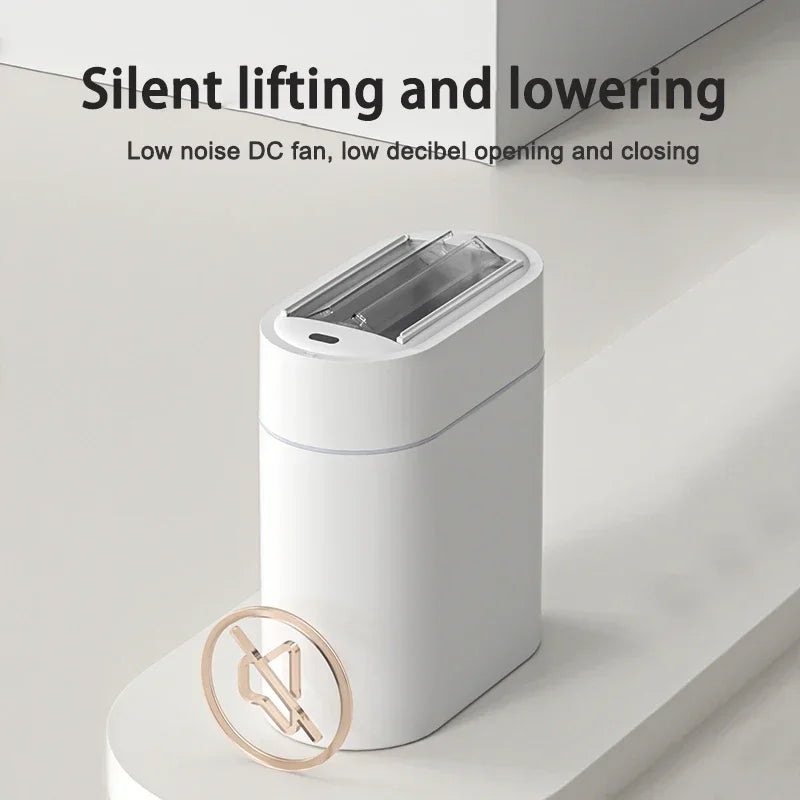 Cubo de basura con Sensor con tapa, cubo de basura de adsorción de ensacado automático bidireccional de 9L, cubo de basura de montaje en pared con hendidura estrecha para el hogar y la cocina