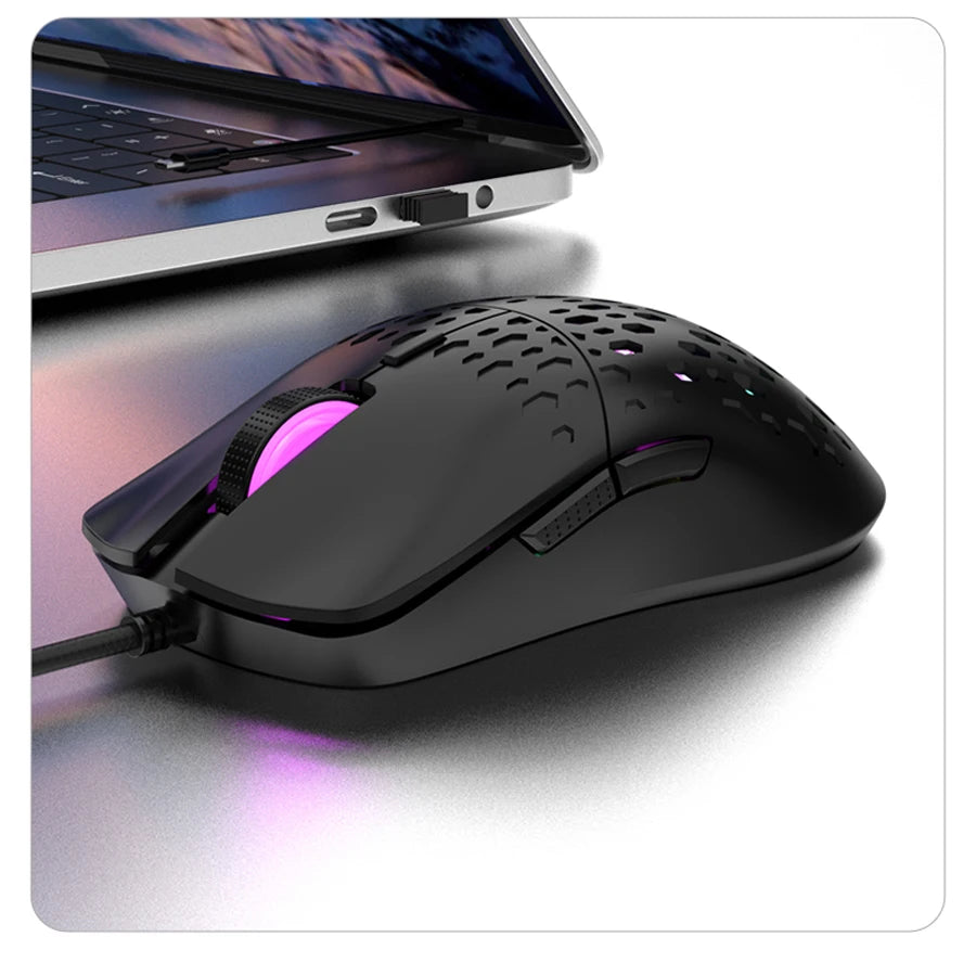 RAIKU G701-ratón con cable de 6 teclas, Mouse con iluminación colorida para juegos y oficina para Microsoft Windows y Apple IOS System