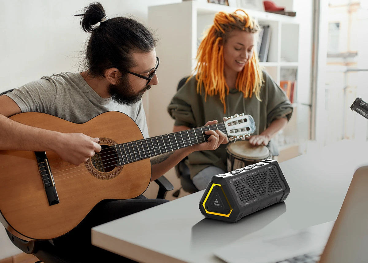 Altavoz Bluetooth para exteriores MLOVE P3, altavoz Bluetooth 5,3 con potencia de salida de 40W, sonido estéreo IPX7 resistente al agua, tarjeta Micro SD, luz RGB