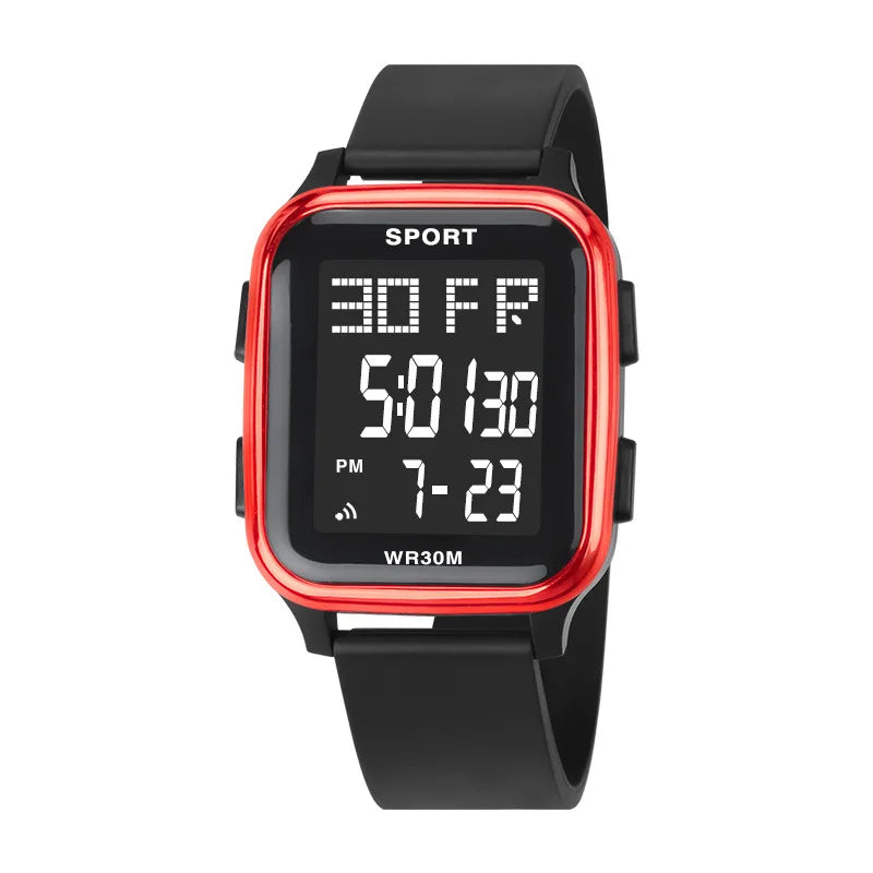 Reloj deportivo YIKAZE para hombre, reloj electrónico multifunción resistente al agua, reloj de pulsera Digital LED ultrafino para hombre y estudiante