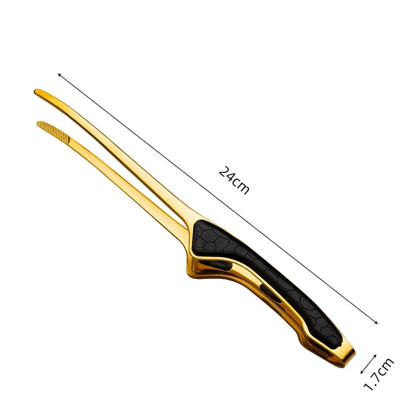 LMETJMA Pinzas para parrilla de acero inoxidable Patelai Pinzas para barbacoa coreanas y japonesas Pinzas para alimentos antideslizantes Pinzas autoportantes para cocina JT502