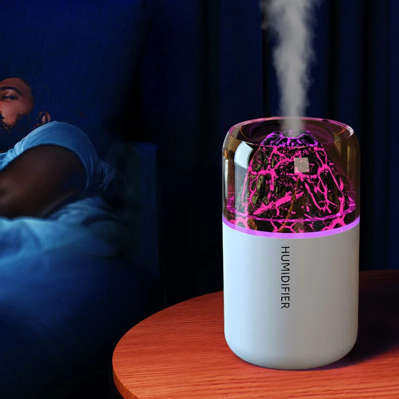 Mini Humidificador Volcán con Luz de Ambiente