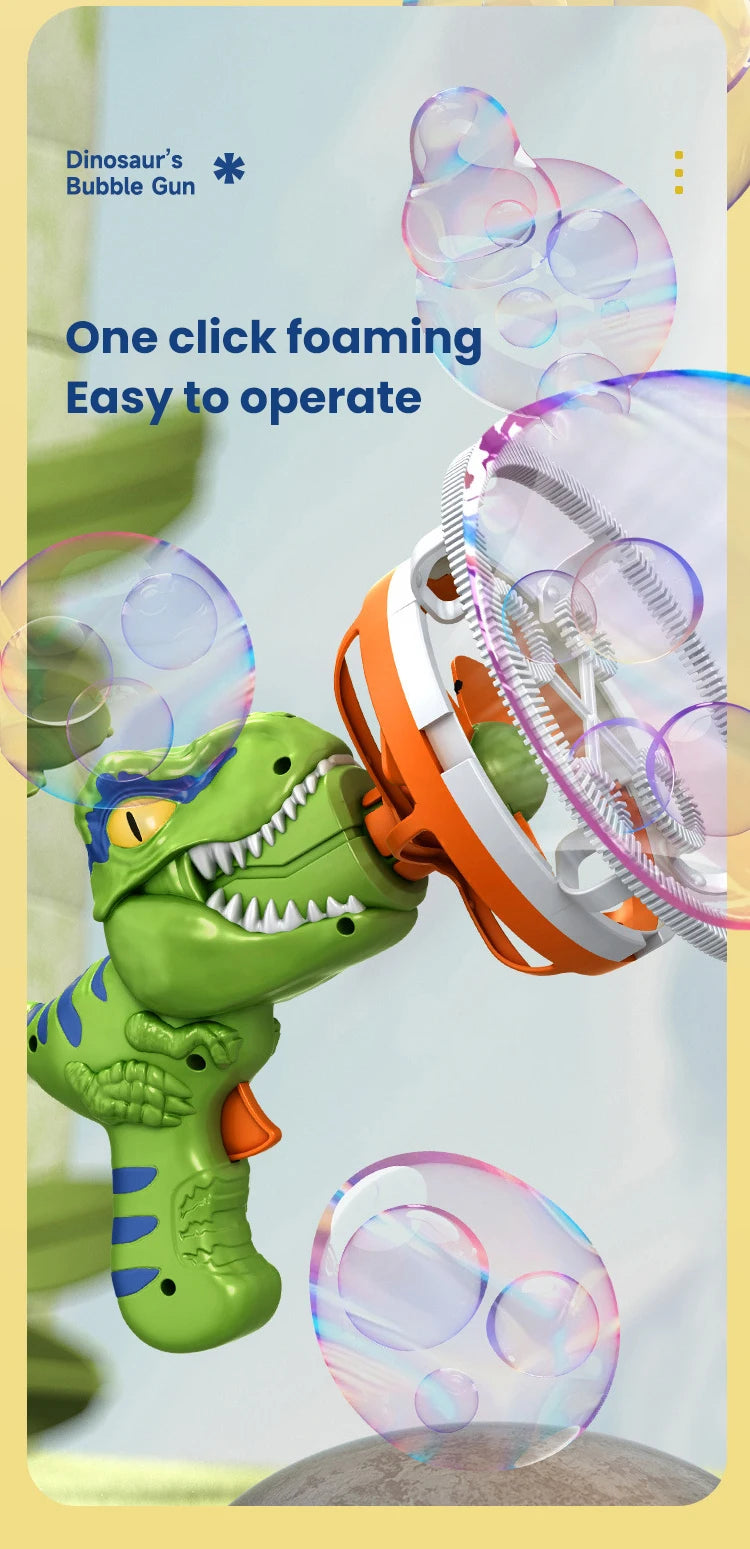 Pistola de Burbujas Automática Dinosaurio para Niños Exterior