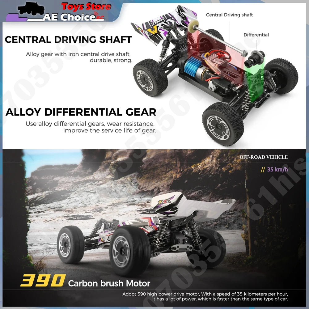 Coche RC 1/14, 35 KM/H, Motor 390, 4WD, Alta Velocidad Todoterreno
