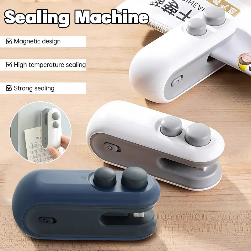 Mini sellador de bolsas de plástico de mano con batería integrada, máquina selladora de calor portátil para bolsas de alimentos, máquina de apertura, utensilios de cocina