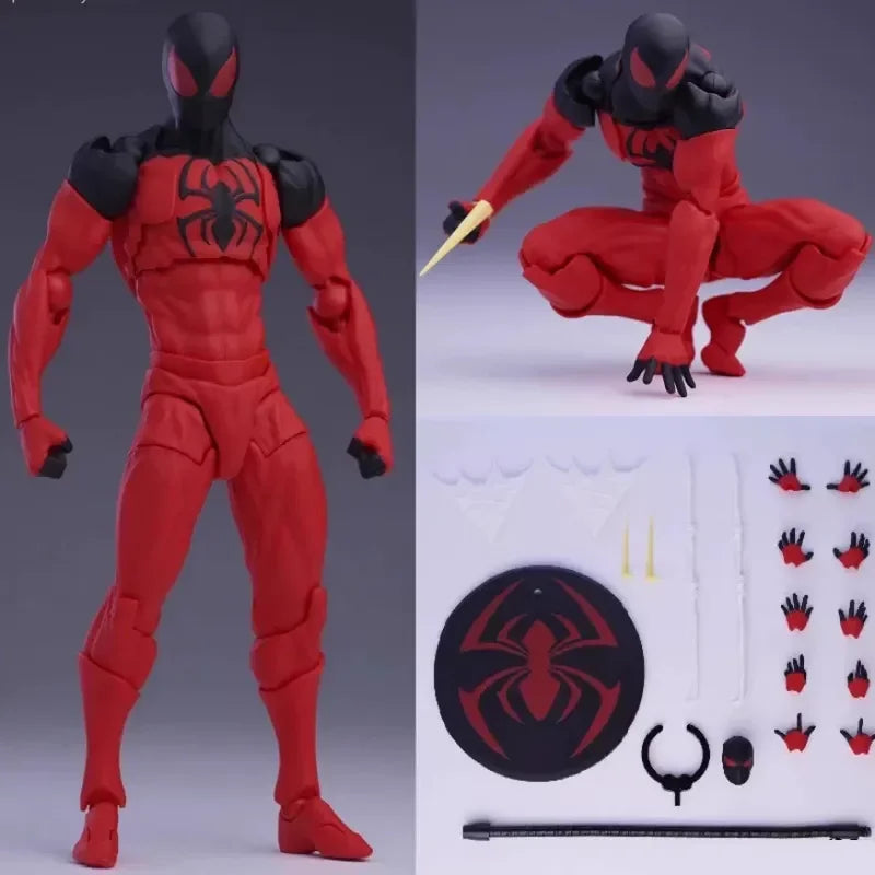 Figura de Acción de 16 cm de Spider-Man Venom Symbiote Kaine Parker Scarlet Spider con Traje Negro y Rojo, Modelo de Anime, Juguetes Coleccionables