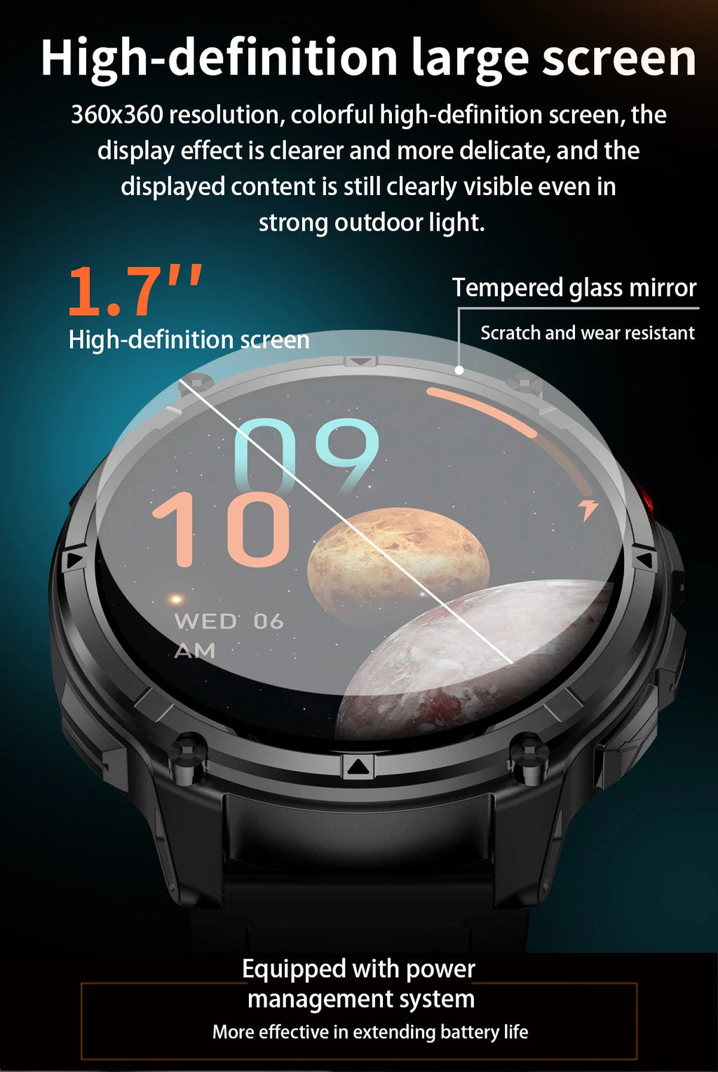 LIGE Reloj Inteligente Militar 1100mAh 5ATM