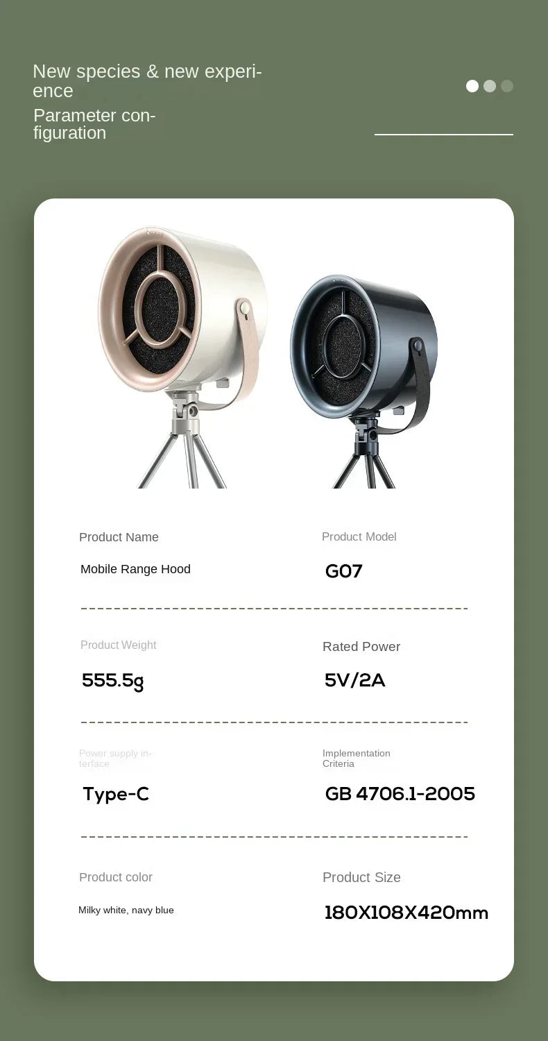 Ventilador de escape portátil, Extractor de campana pequeña para cocina, barbacoa, suministro USB, campana extractora de escritorio, Mini campana de cocina de succión, nuevo, 2024