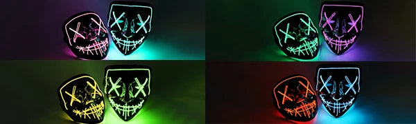 Máscara de Halloween Poptrend, máscara con luz LED, máscara aterradora para Festival, Cosplay, disfraz de Halloween, fiestas de disfraces, regalo de Carnaval