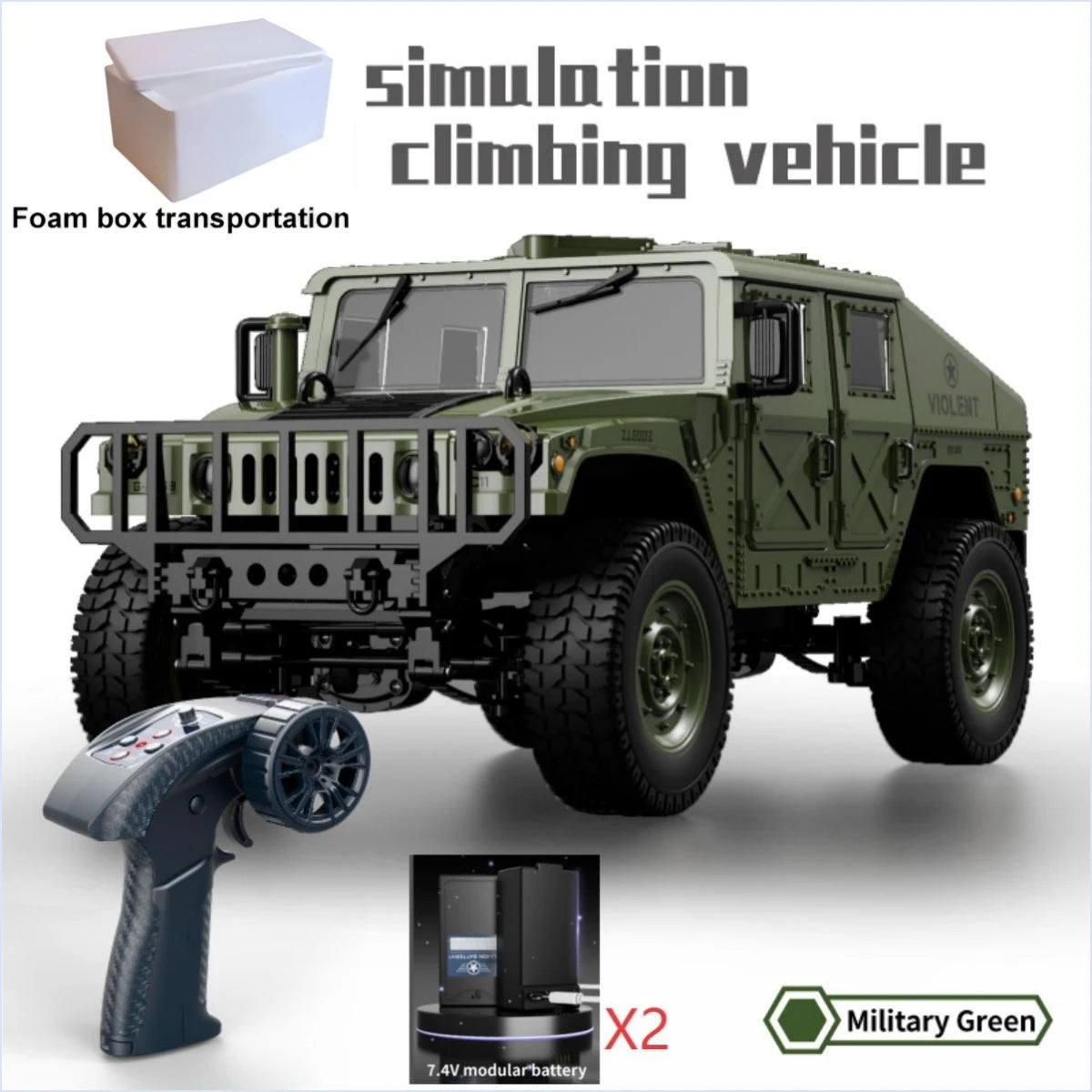 Coche RC Militar C8835, 2.4G 4WD 1:14, Vehículo de Escalada Todoterreno