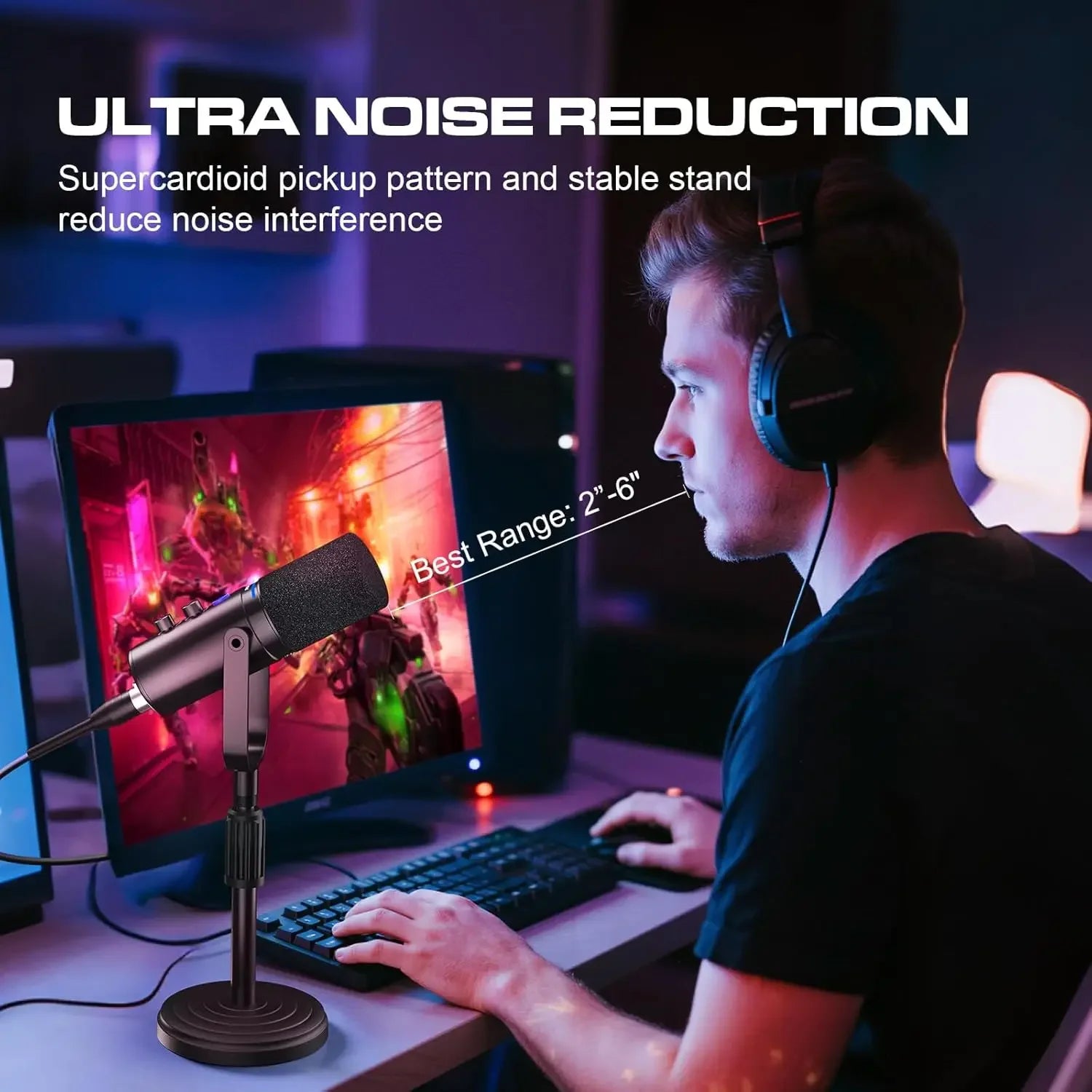 Micrófono Dinámico para Podcast, Micrófonos XLR/USB para Grabación en PC, para Transmisión, Podcast, Grabación, Juegos y Streaming, Micrófono de Estudio