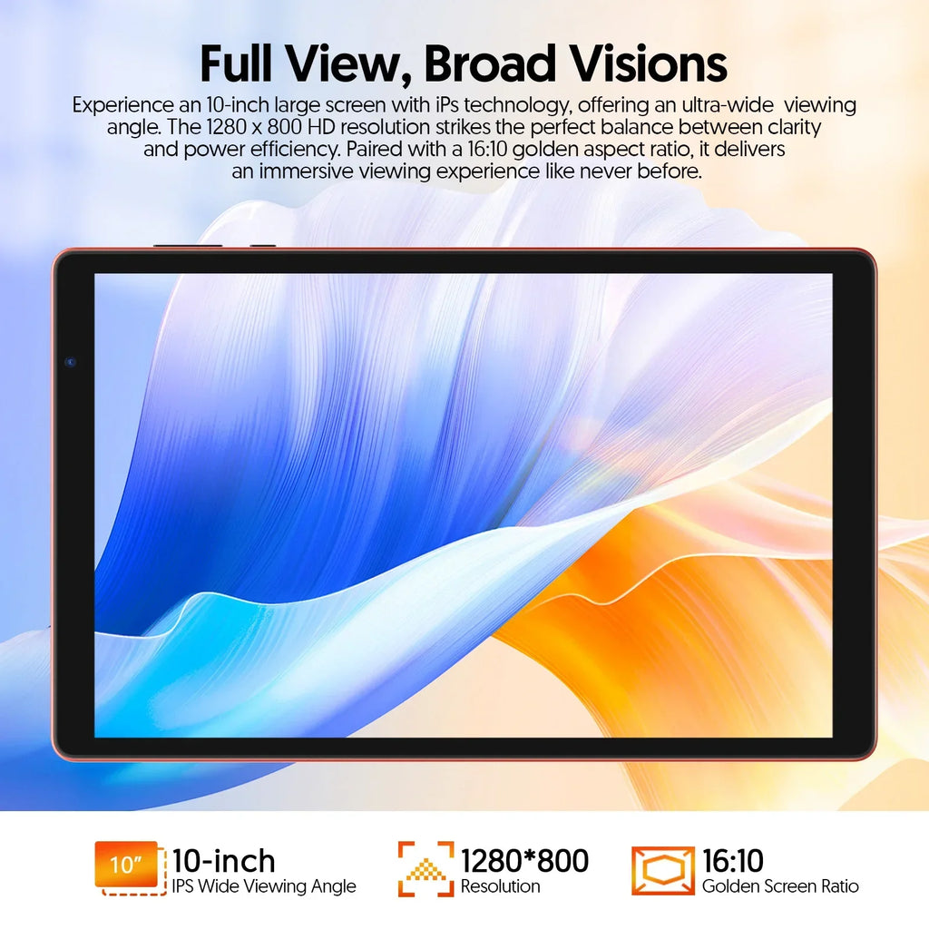 Tableta Android 16 de 10.0 Pulgadas |   Compatible con Google Play |   Procesador de Cinco Núcleos |   Cámaras Duales |   8 (3+5) GB de RAM + 32 GB de ROM |   6000mAh