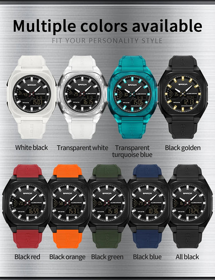 Reloj Digital Deportivo SANDA 6268 para Hombre Impermeable Multifunción
