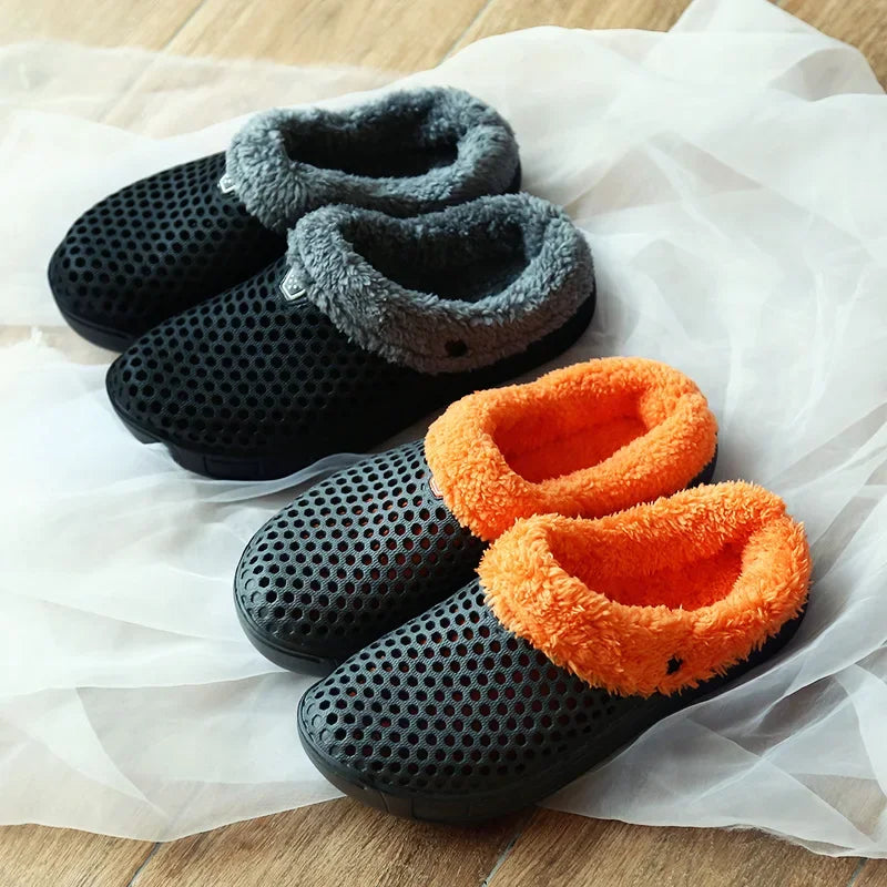 YRZL Zapatillas de invierno para hombre y mujer, zapatos cálidos para interiores, Pantoffels de algodón antideslizantes, zuecos informales, zapatillas de suelo para casa sin cordones para hombre