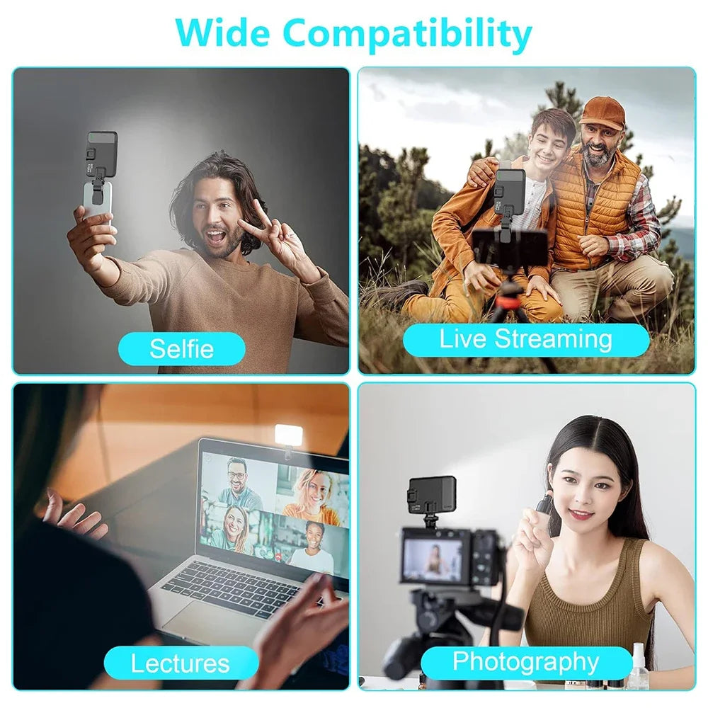 Nueva luz para selfies, 60 luces LED para teléfono, luz de relleno, 7 modos de salida, Kit de lámpara de vídeo regulable 2500K-6500K, Panel de luz bicolor CRI 97+