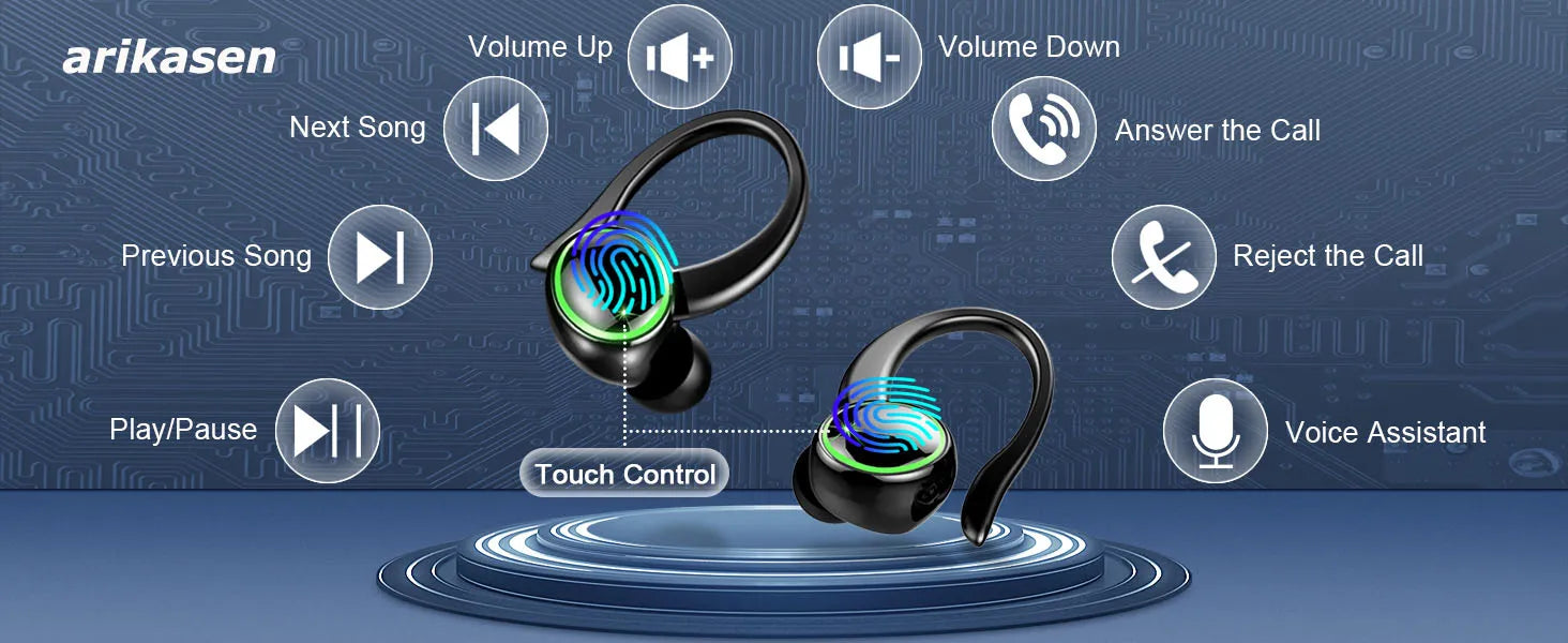Auriculares Bluetooth 5.3 Graves Pantalla LED 48H