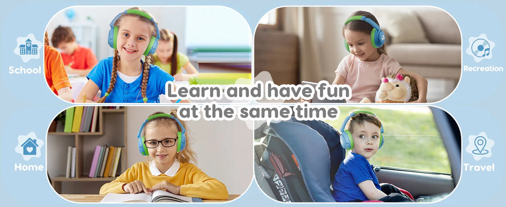 Awatrue-auriculares Bluetooth 5,4 para niños, cascos supraaurales inalámbricos ligeros con volumen seguro de 85dBA para IPad/reproductor YOTO/tableta/escuela