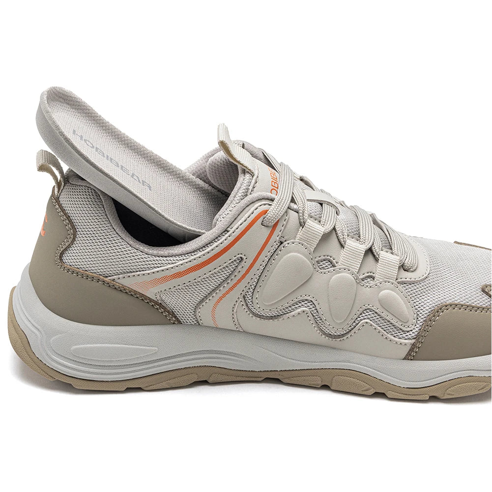 HOBIBEAR Zapatos para caminar con punta ancha, unisex, zapatillas deportivas para exteriores, de cuero artificial, con malla, con cordones, para aumentar la altura, para correr