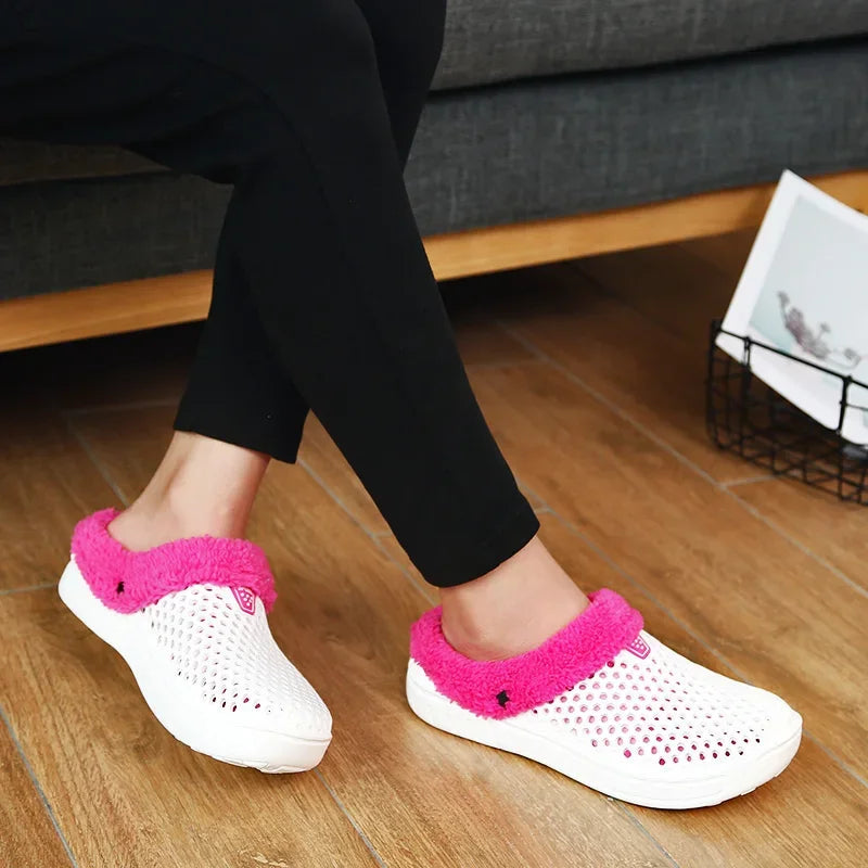 YRZL Zapatillas de invierno para hombre y mujer, zapatos cálidos para interiores, Pantoffels de algodón antideslizantes, zuecos informales, zapatillas de suelo para casa sin cordones para hombre