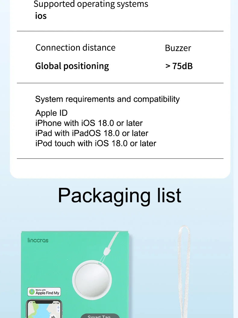 Mini Rastreador Inteligente Compatible con la Aplicación Apple Find My, Localizador Antipérdida para Mascotas, Perros, Gatos, Llaves, Carteras, Equipaje, Teléfonos, Niños, Ancianos
