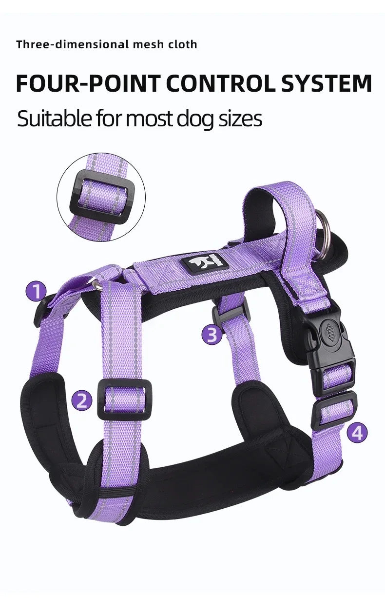 Arnés Reflectante para Perros con Mango y Correas Ajustables