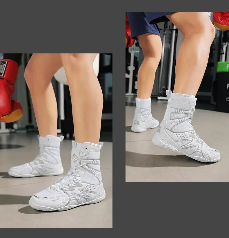 Zapatillas de boxeo y lucha unisex con suela antideslizante y protección del tobillo