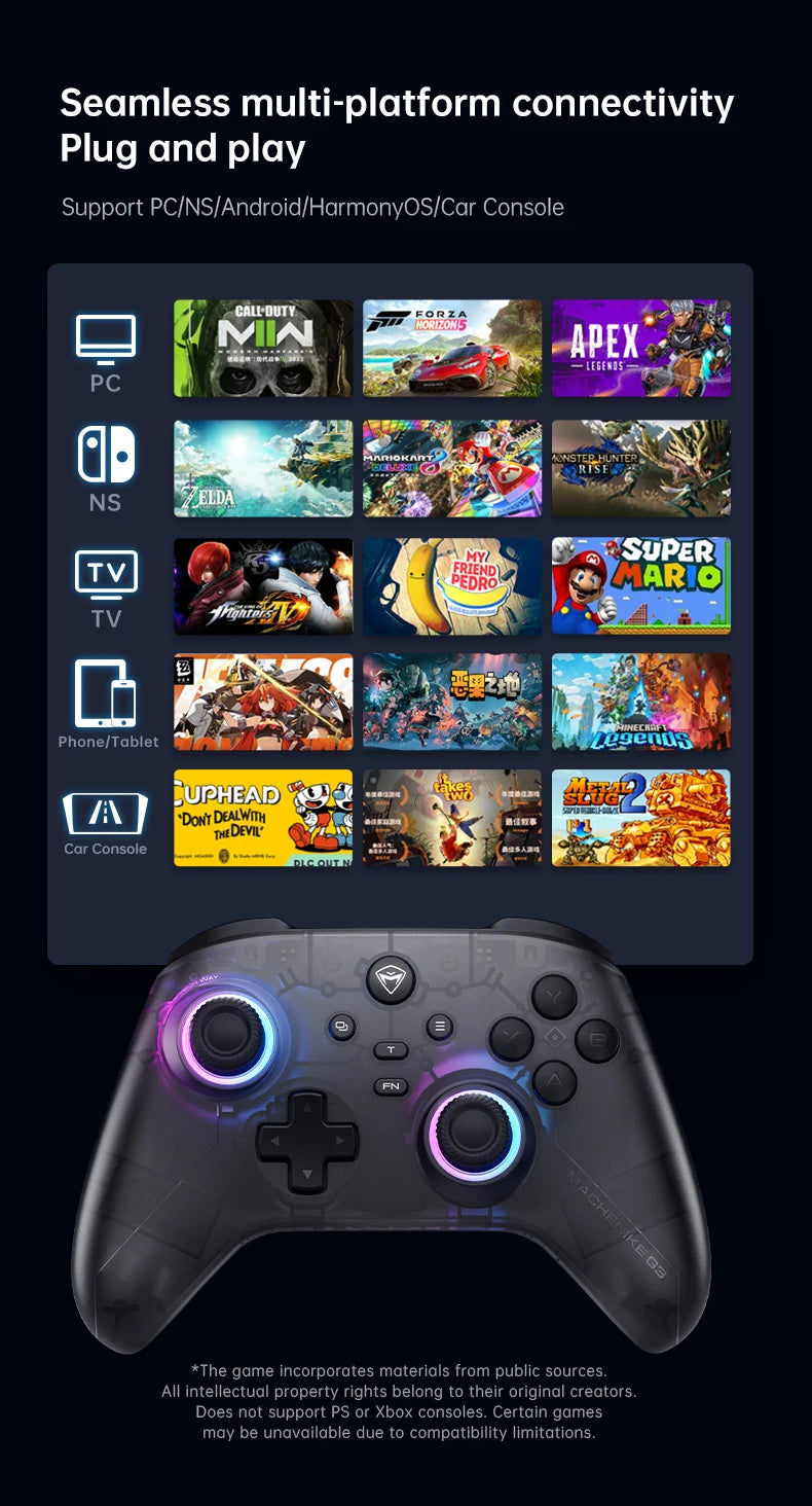 Controlador de Juegos para PC Machenike G3V2 G3Pro, Joysticks con Efecto Hall, Gamepad para Nintendo Switch, iPhone, Teléfono Móvil Android, PC