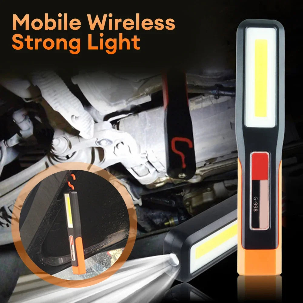 Linterna LED COB Recargable USB con Imán para Taller y Garaje