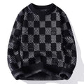 Suéter de punto jacquard a cuadros para hombre – cuello medio alto