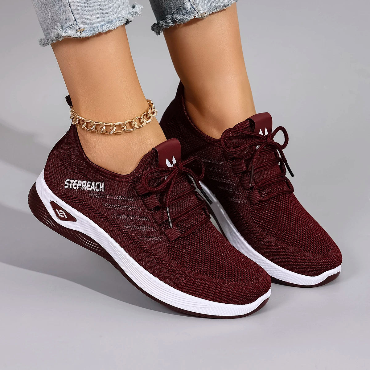 Primavera y otoño nuevos zapatos deportivos informales con cordones para mujer, cómodos, transpirables, ligeros y resistentes al desgaste