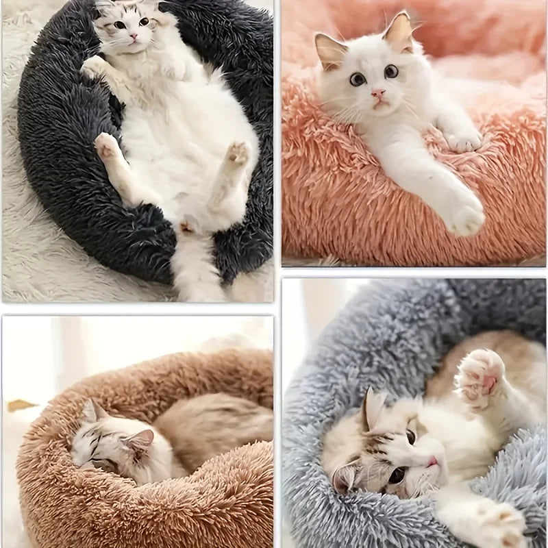 Cama Nido Redonda de Felpa para Mascotas — Suave y Cálida