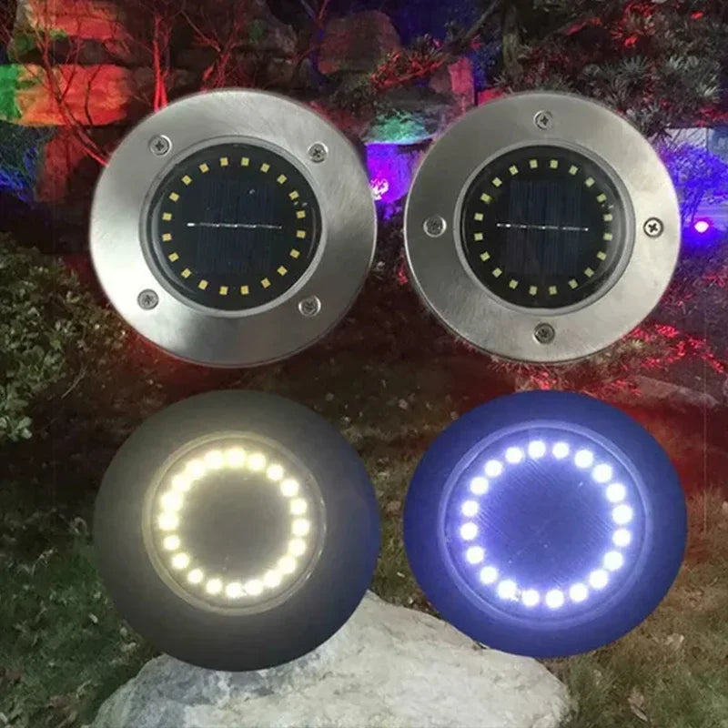 Luz de disco de energía Solar para jardín al aire libre, foco de luz subterránea para cubierta, lámpara Led Solar enterrada, decoración de jardín, 8/20Led