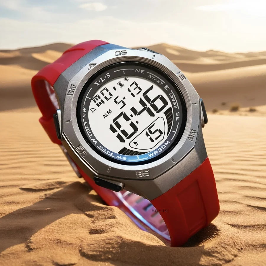 Reloj deportivo MAYZHISU para hombre, relojes de pulsera digitales LED resistentes al agua, cronómetro, despertador, relojes deportivos luminosos para hombres y adolescentes