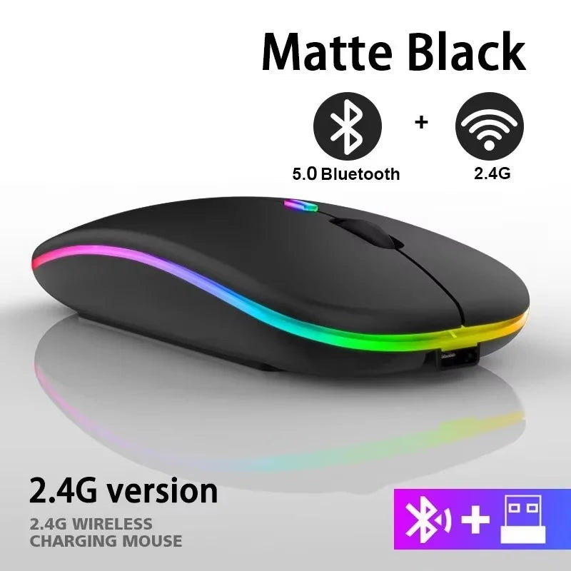 Mouse inalámbrico RGB recargable con retroiluminación LED y 1600 DPI