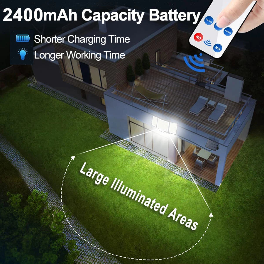 Lámpara Solar LED Exterior con Sensor de Movimiento IP65 3 Modos