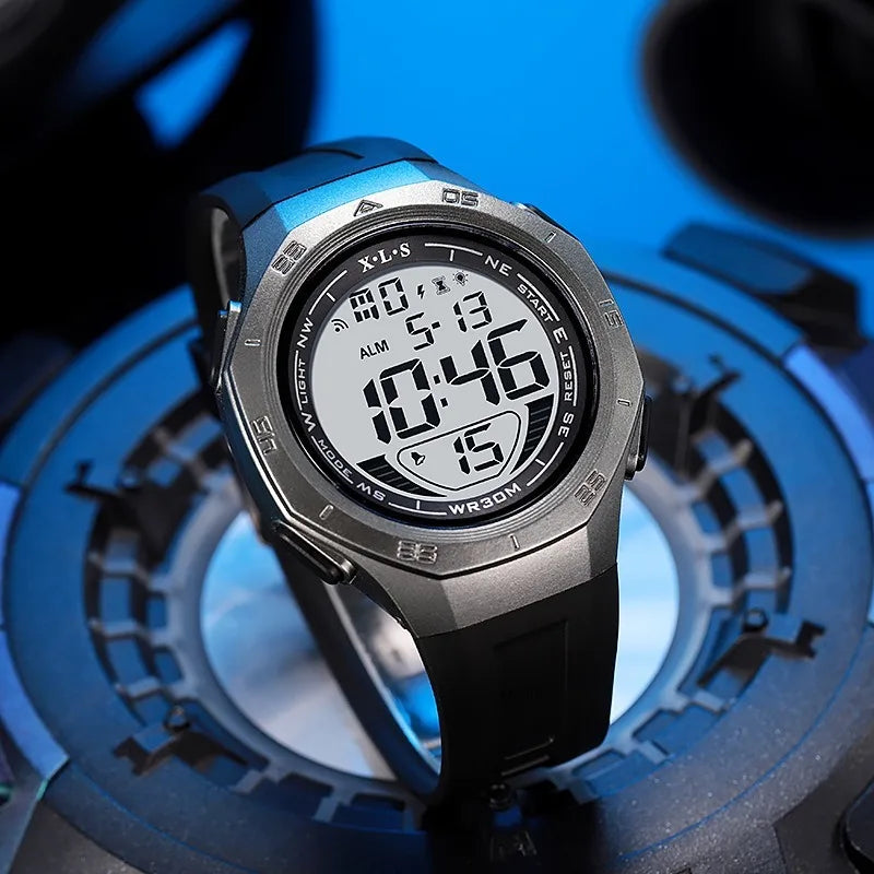 Reloj deportivo MAYZHISU para hombre, relojes de pulsera digitales LED resistentes al agua, cronómetro, despertador, relojes deportivos luminosos para hombres y adolescentes