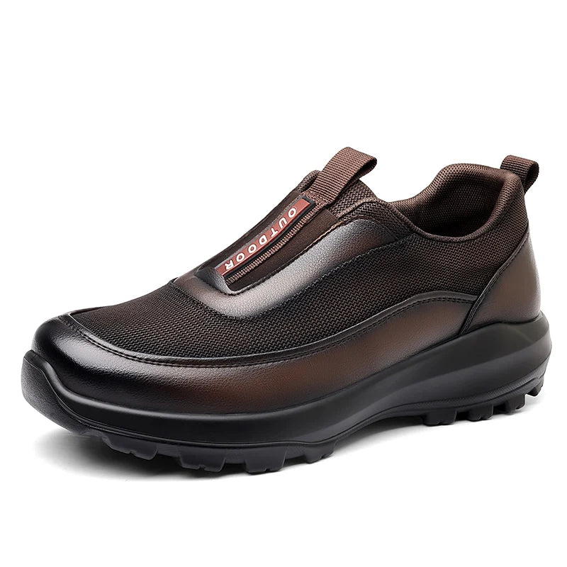 Mocasines casuales de cuero para hombre con suela gruesa antideslizante
