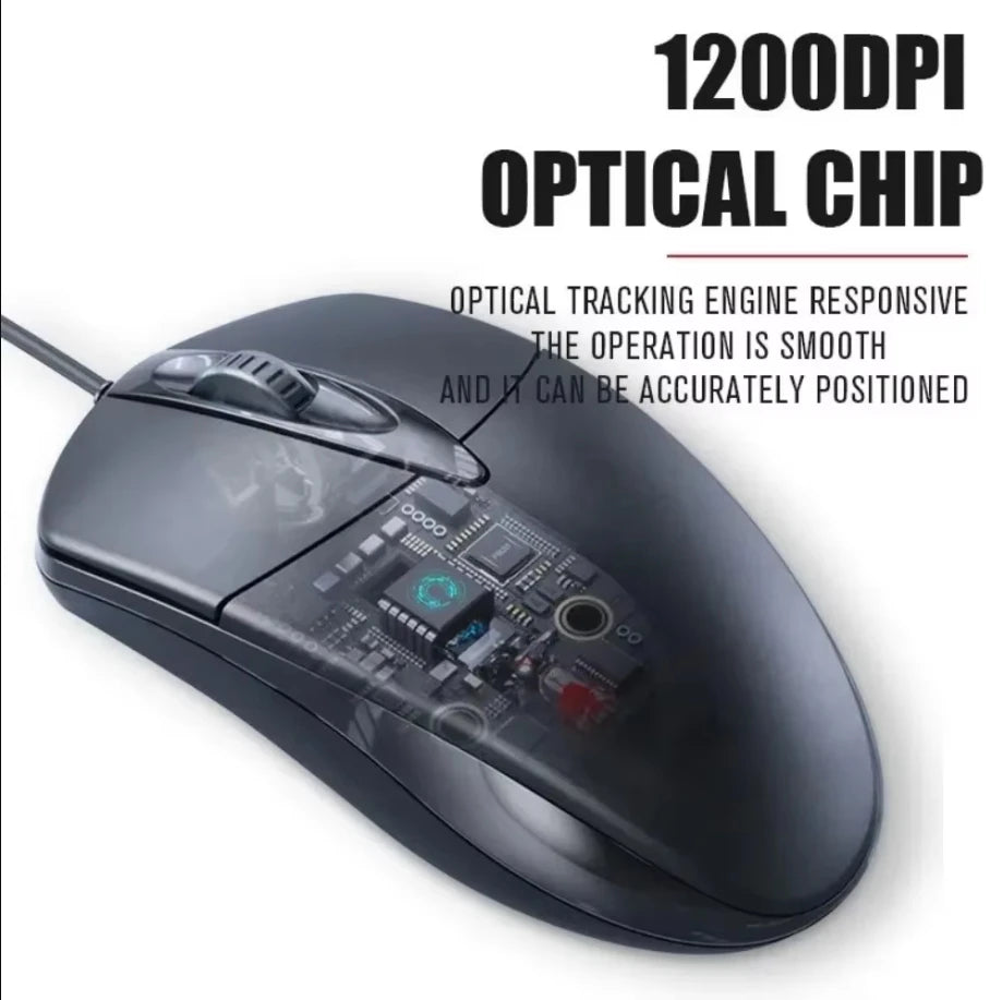 Ratón óptico USB con cable para ordenador portátil, ratón para el hogar y la Oficina, rodillo antideslizante 3D de 1200DPI, accesorios de ordenador para PC y escritorio