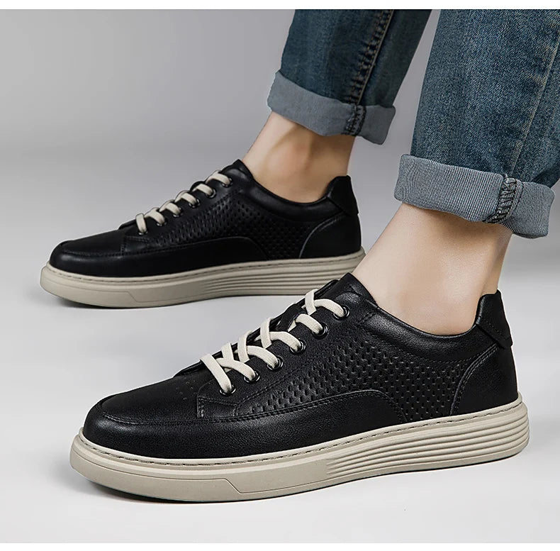 Zapatos Casuales de Cuero Genuino para Hombre - Suela Gruesa
