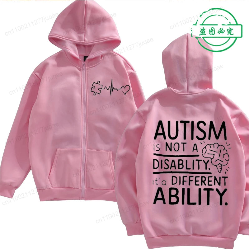 Buzo con Capucha Unisex Autismo | Cremallera Completa