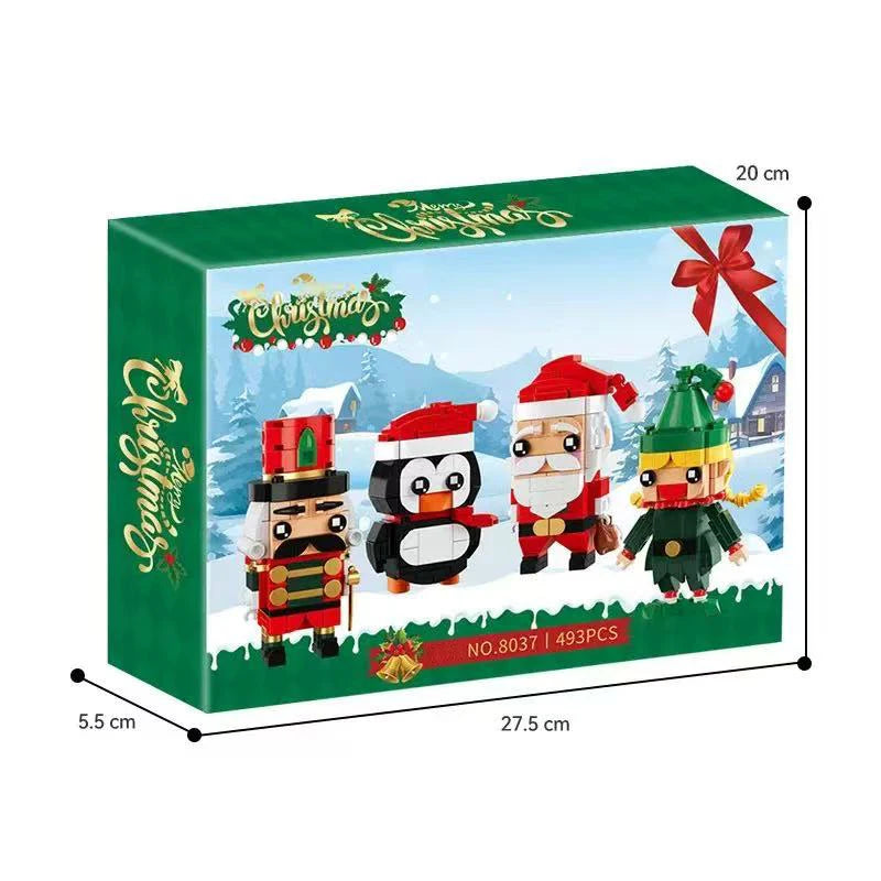 493 Uds. Juego de regalo de juguete de bloques de construcción de Navidad, ensamblaje de modelo de pingüino BrickHeadz de Papá Noel, adornos navideños para niños