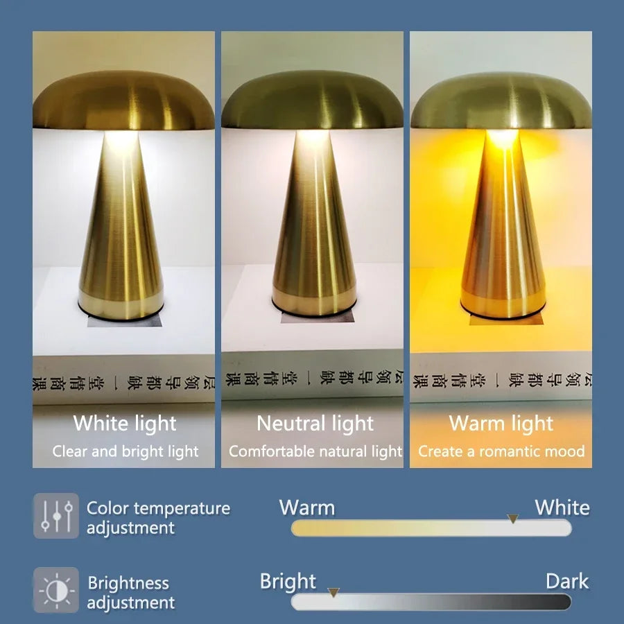 Lámpara LED Retro con Forma de Seta y Sensor Táctil