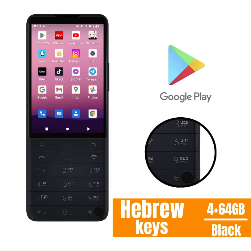 Nuevo Qin F22 Pro pantalla táctil inteligente teléfono Wifi 5G + 3,5 pulgadas 4GB 64GB agregar Google Store Android versión QinGlobal teléfono móvil