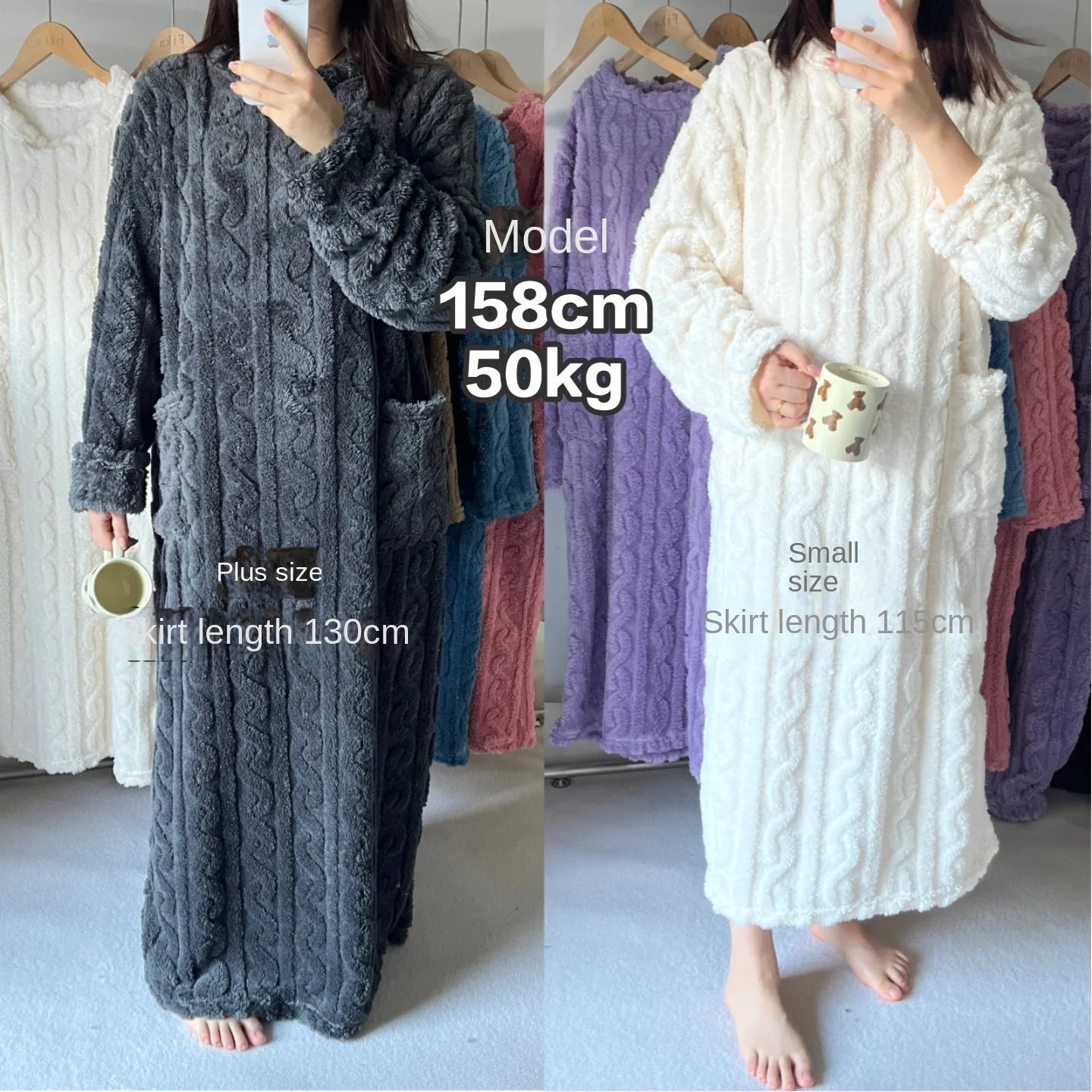 Pijama Polar de Mujer Talle Grande – Franela con Rayas