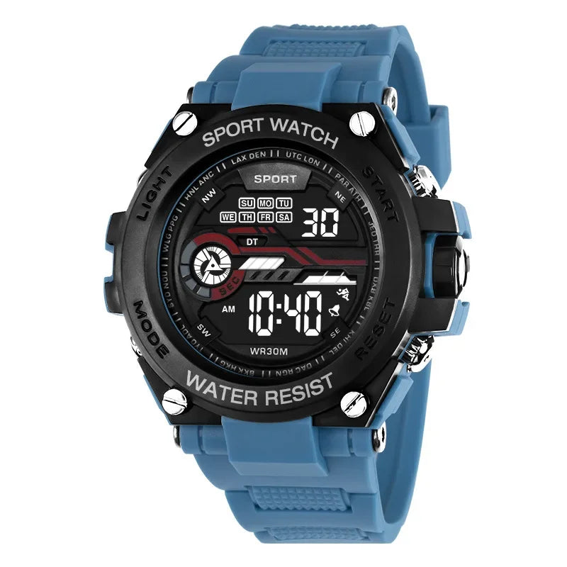 Reloj deportivo YIKAZE para hombre, relojes deportivos impermeables para hombre, reloj militar Digital LED multifunción, reloj despertador, reloj de pulsera electrónico
